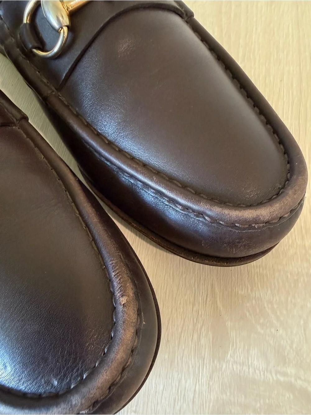 Vintage Gucci Horsebit Loafers Brown Leather Men’s EU 42.5 Moc Toe Italy